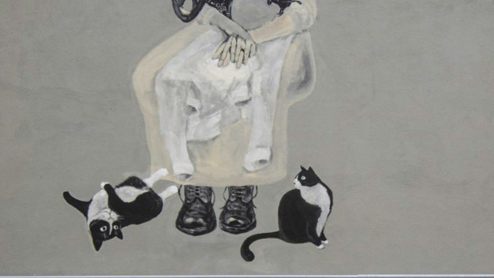 Grafitis „Siuvėja su katinais“ #2